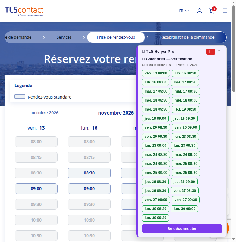 Capture du créneau Centre TLS Contact Tunis